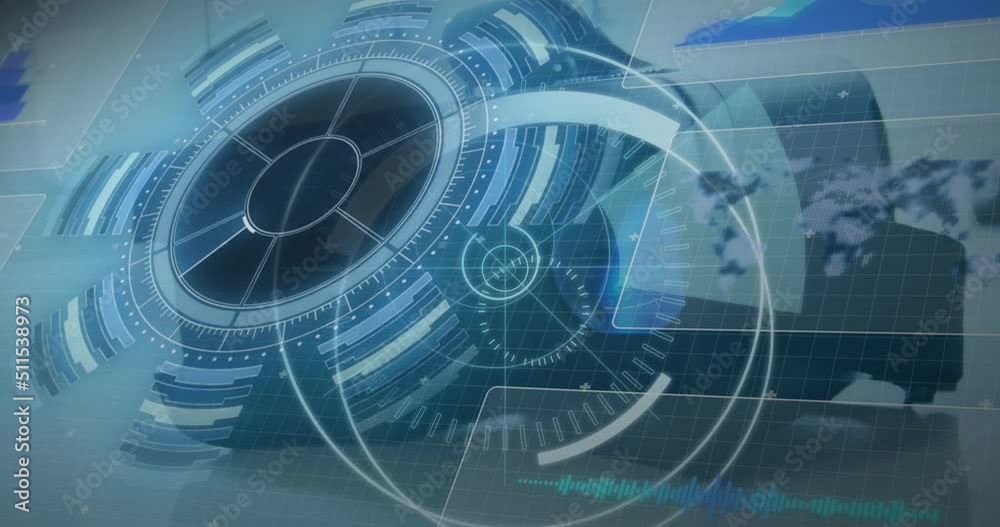 Animation of data processing and 5g over vr headset