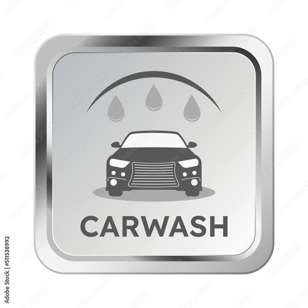 Car wash silver square icon