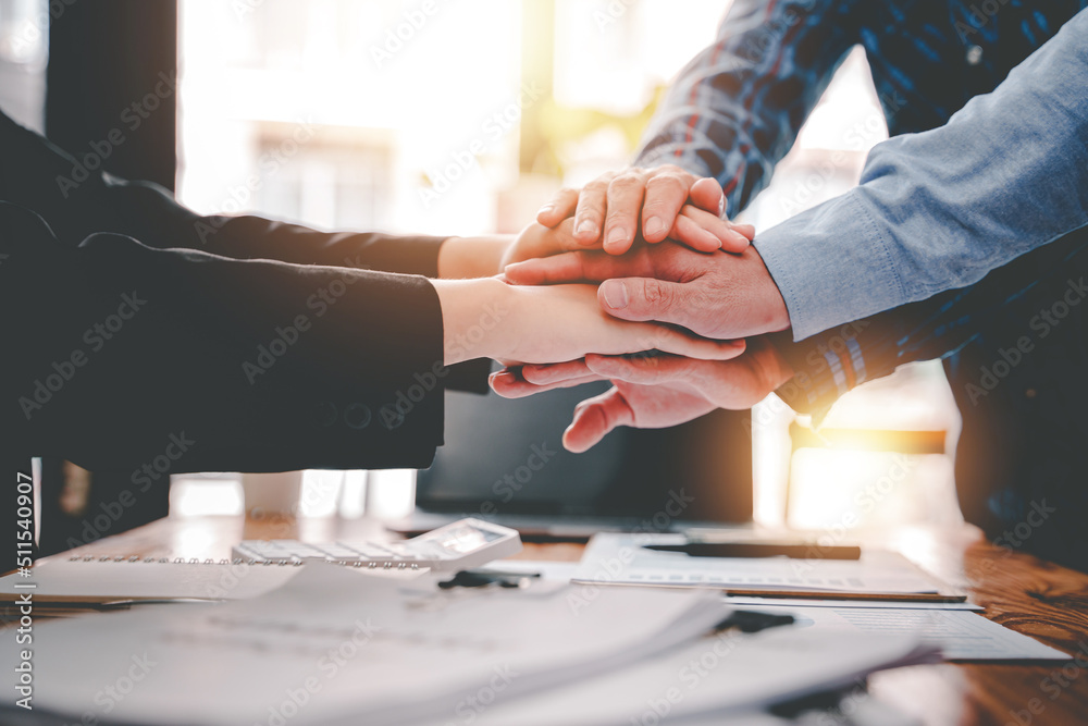 panoramic teamwork business idea business team standing hand in hand Volunteer Charity Associates for business success panoramic teamwork business idea business team standing hand in hand Volunteer Charity Associates for business success