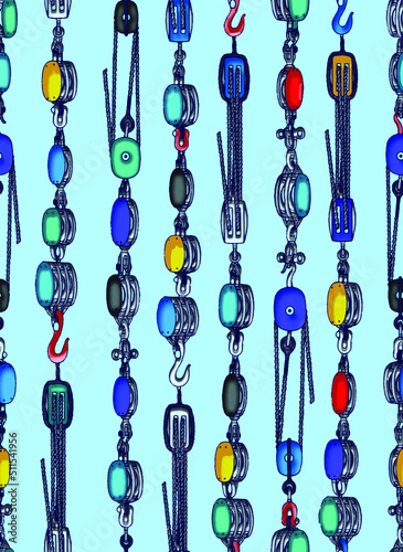 a metered pattern suitable for textiles consisting of colored hooks