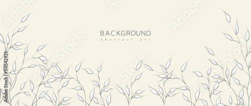 Wallpaper Mural Abstract art background vector. Minimal style wallpaper with line art flower and botanical leaves, Organic shapes, Watercolor. Vector background for banner, poster, Web and packaging. Torontodigital.ca