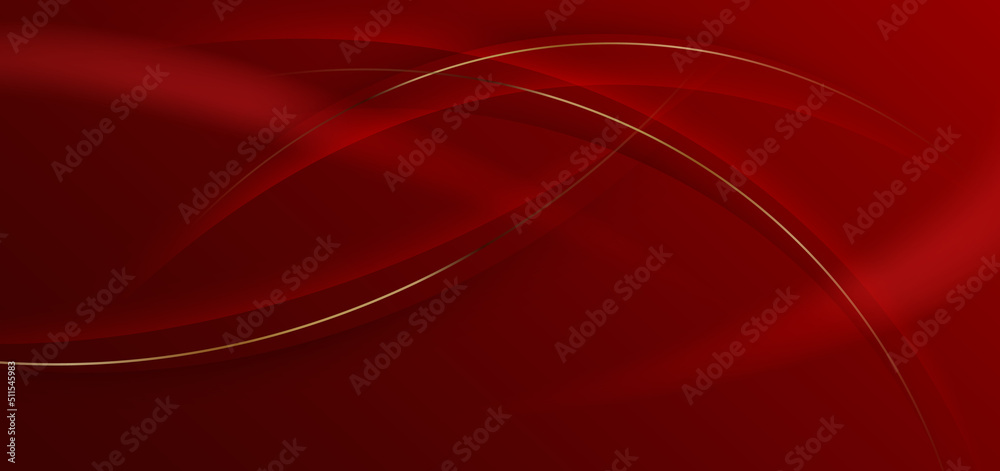 Abstract 3d elegant red background with gold lines curved wavy and copy space for text. Luxury style template design. Abstract 3d elegant red background with gold lines curved wavy and copy space for text. Luxury style template design.