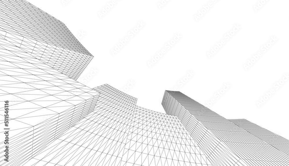 Fototapeta premium Abstract modern architecture 3d illustration