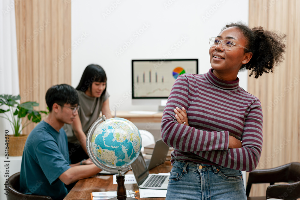 Diverse business team. Brainstorming meeting and discussing project plans. A group of successful tampons are meeting at the office. Investment concept. Working together as a team supports common ideas