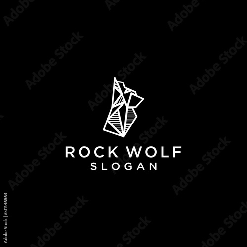 Rock wolf logo icon design vector 