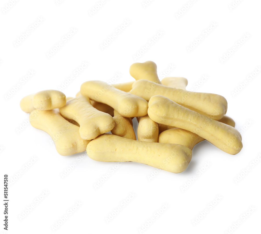 Bone shaped dog cookies on white background Bone shaped dog cookies on white background