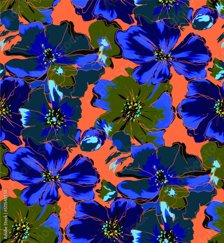 printing a suitable size for a textile consisting of flowers
