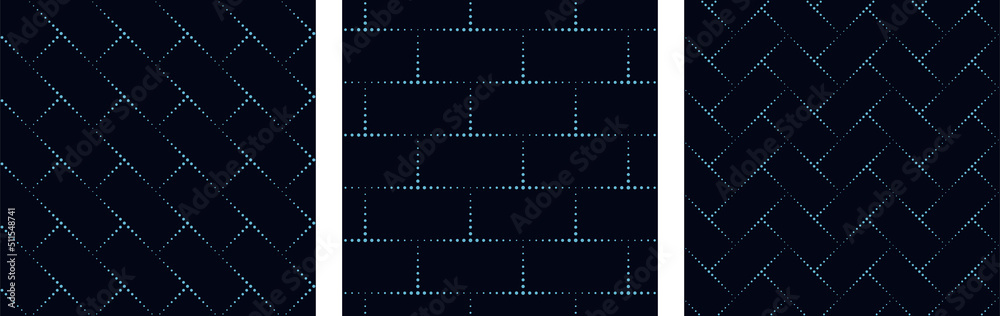 Rectangle texture geometric pattern set classic blue background.
