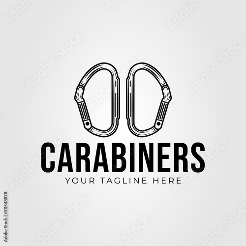 twin carabiner hook for adventure logo vector illustration design