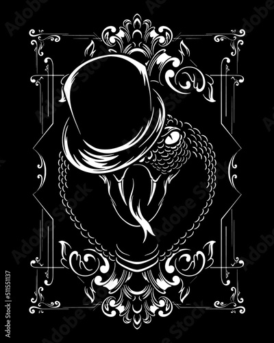 magician viper sneak artwork illustration and t shirt design Premium Vector