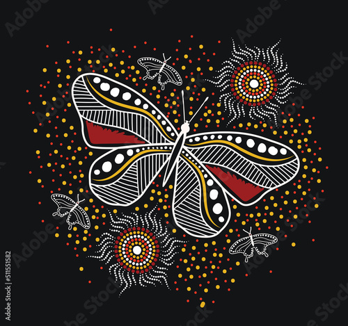 Aboriginal style of butterfly art - Illustration