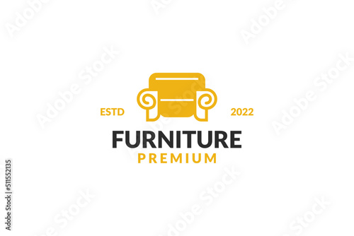 Flat creative furniture store logo, furniture logo, logo design inspiration creative