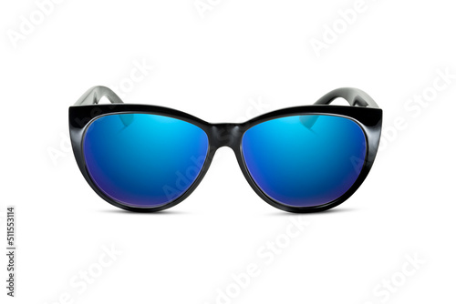 Sunglass   Blue color stylish sunglasses isolated on white background © panda