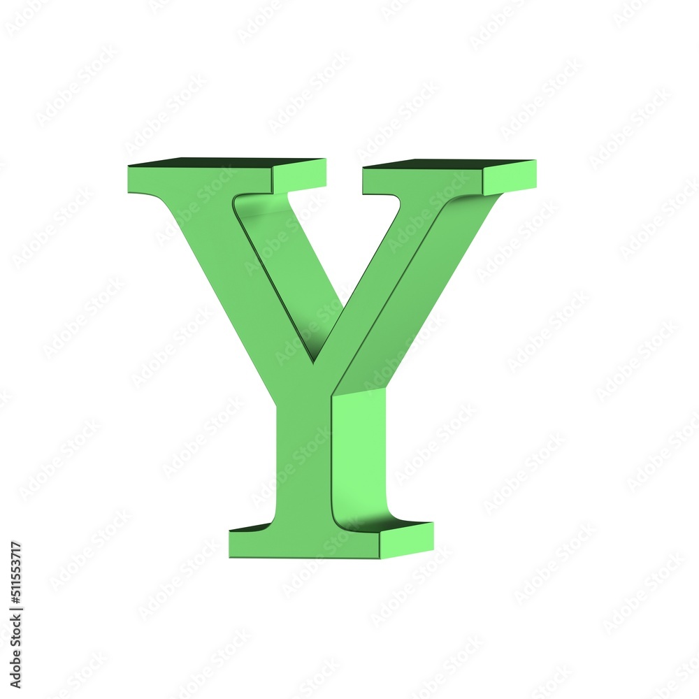 Green 3D render font alphabet letter Y Green 3D render font alphabet letter Y