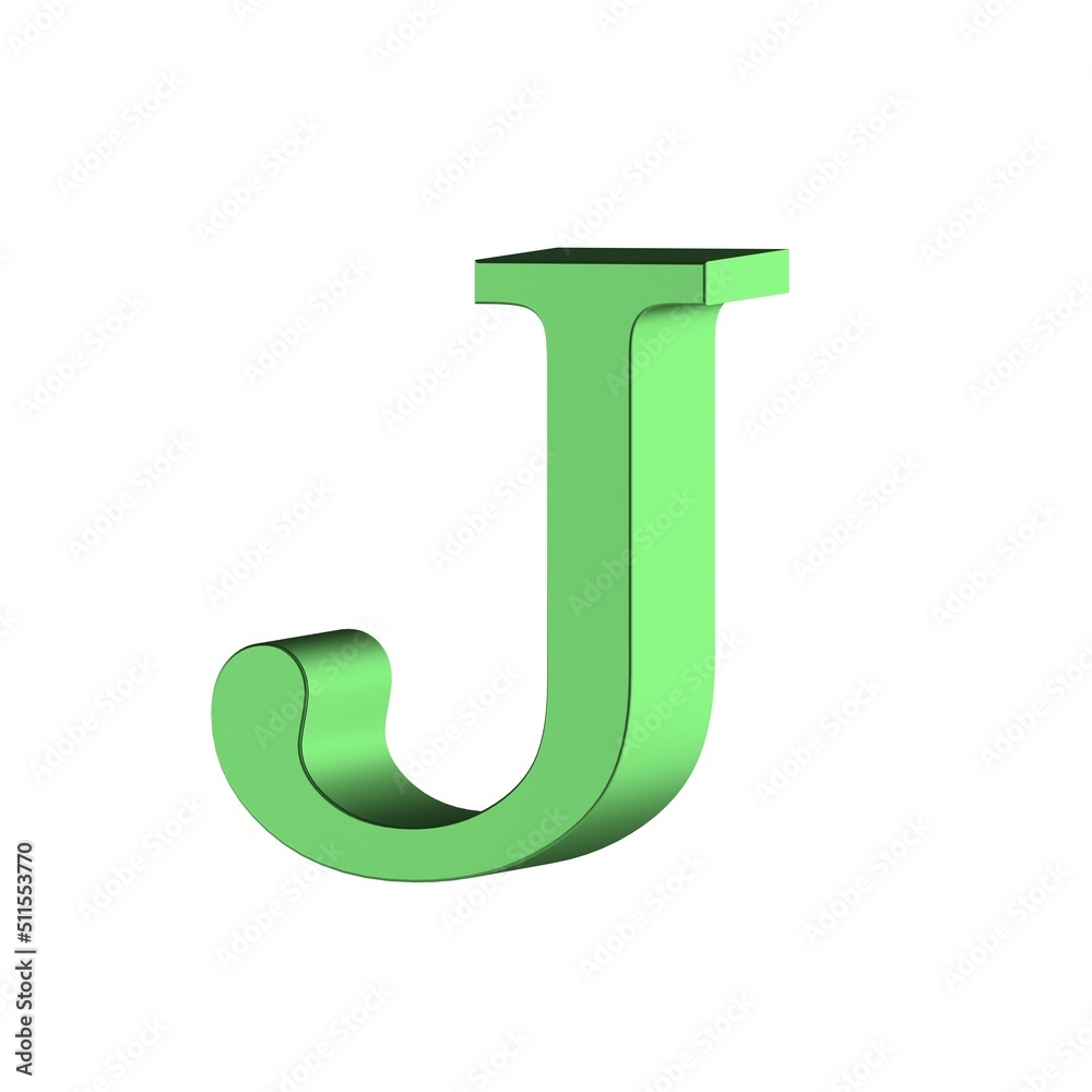 Green 3D render font alphabet letter J Green 3D render font alphabet letter J