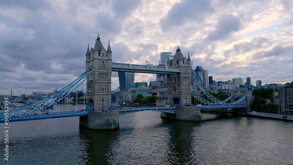 Famous Tower Bridge in London - view from River Thames