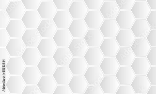 Fototapeta Naklejka Na Ścianę i Meble -  White honeycomb background Abstract of white hexagon tiles with gray gaps between them