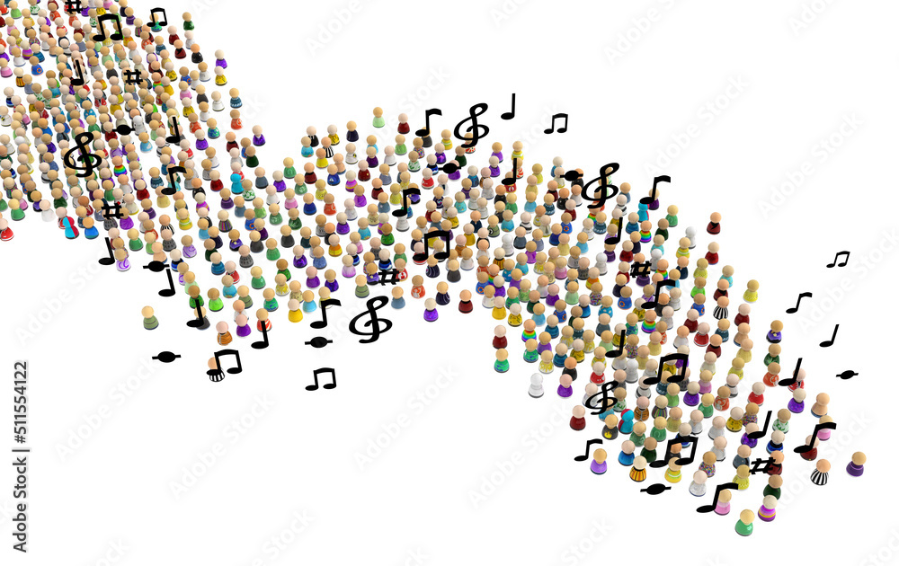Cartoon Crowd, Melody Notes Cartoon Crowd, Melody Notes