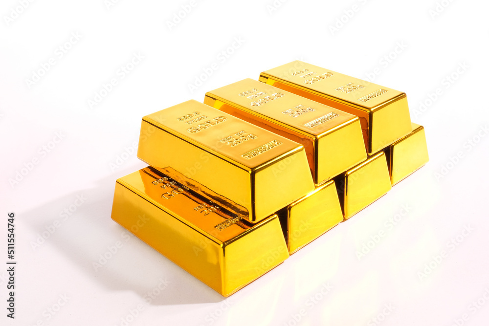 Gold bars on a white background, Business and Financial concepts. Gold bars on a white background, Business and Financial concepts.