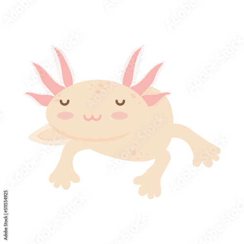 cartoon axolotl swimming