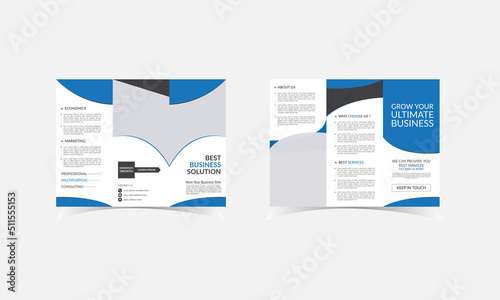 Awesome Blue Business and Corporate Print Tri-Fold Brochure Template photo
