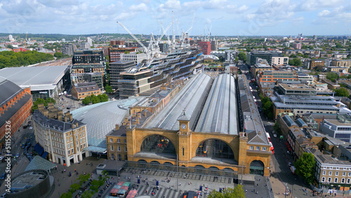 London Kings Cross and St Pancras Train stations from above - aerial view photo