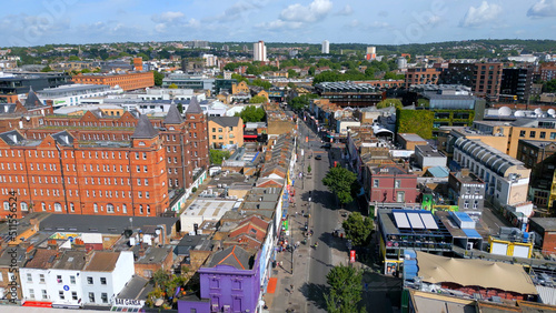 Popular Camden High Street and Camden Lock in London from above