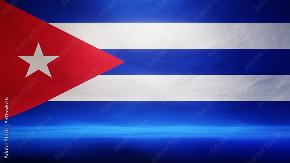 Studio backdrop with draped flag of Cuba for presentation or product display. 3D rendering Studio backdrop with draped flag of Cuba for presentation or product display. 3D rendering