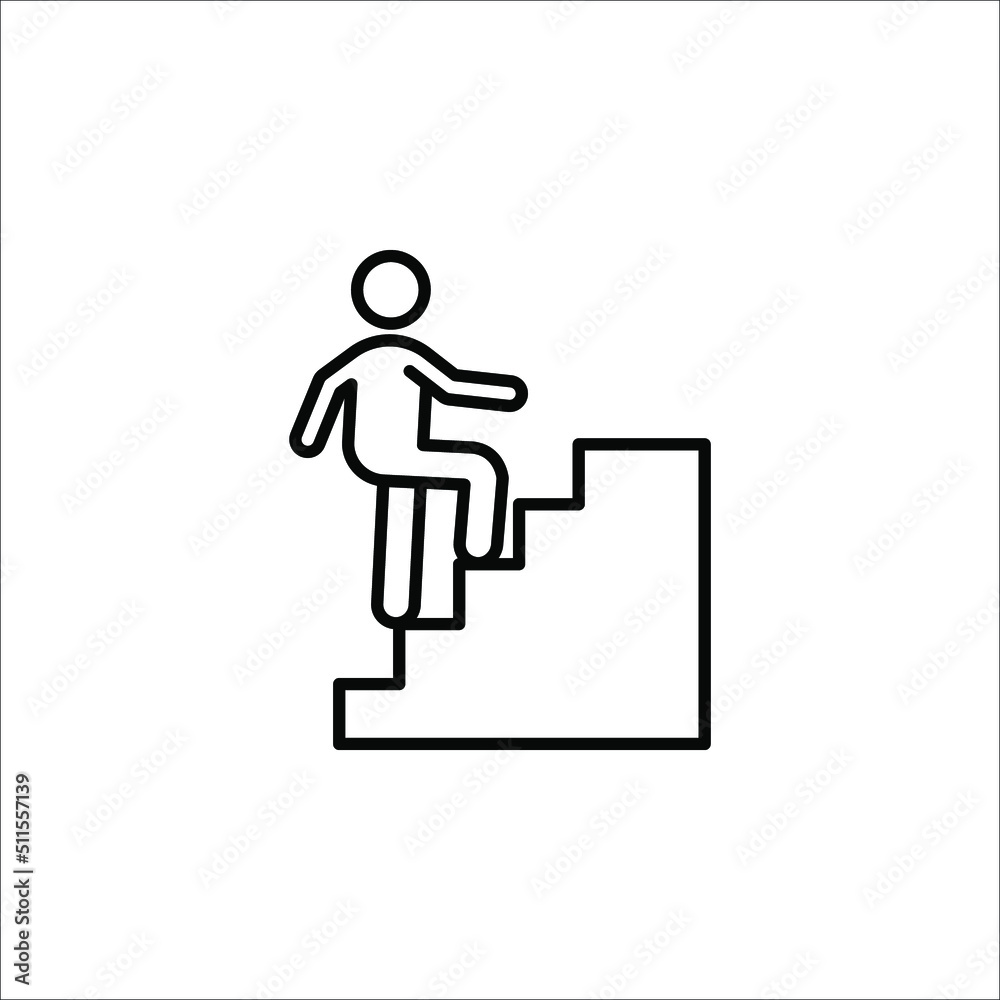 Stairs icon vector isolated on white background, line and outline elements in linear style on white background Stairs icon vector isolated on white background, line and outline elements in linear style on white background