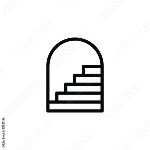 Stairs icon vector isolated on white background, line and outline elements in linear style on white background