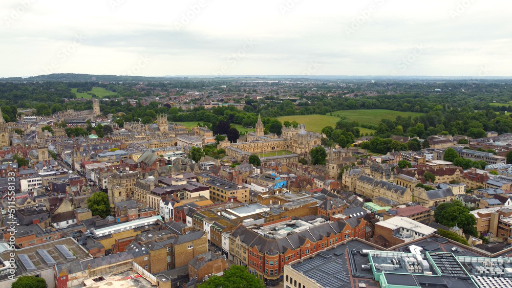 Aerial view over the city of Oxford with Oxford University