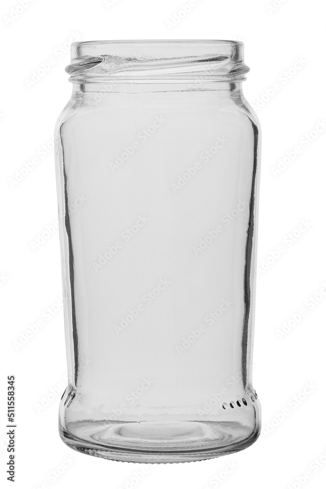 Empty glass jar for preservation and storage of bulk products isolated in white background. Empty glass jar for preservation and storage of bulk products isolated in white background.