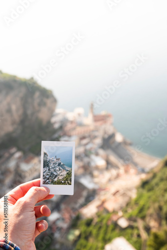 Stunning view of the village of Atrani seen through an instant film. Atrani is a city on the Amalfi Coast in the province of Salerno in the Campania region of south-western Italy.