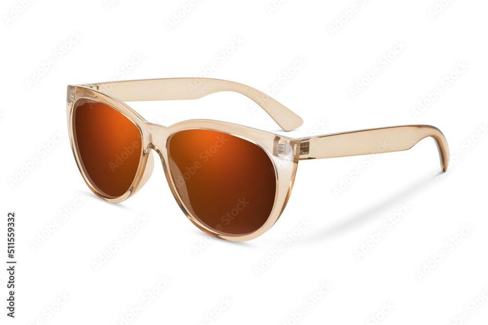 Sunglass | Gold Crescent Color stylish sunglasses isolated on white background Sunglass | Gold Crescent Color stylish sunglasses isolated on white background