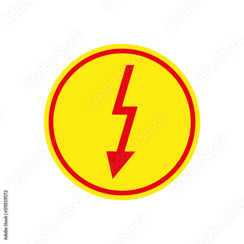 Warning high voltage sign with red lightning symbol and yellow circle in frame. Simple minimal vector illustration on white background. Free Download Warning high voltage sign with red lightning symbol and yellow circle in frame. Simple minimal vector illustration on white background. - GFXLoad