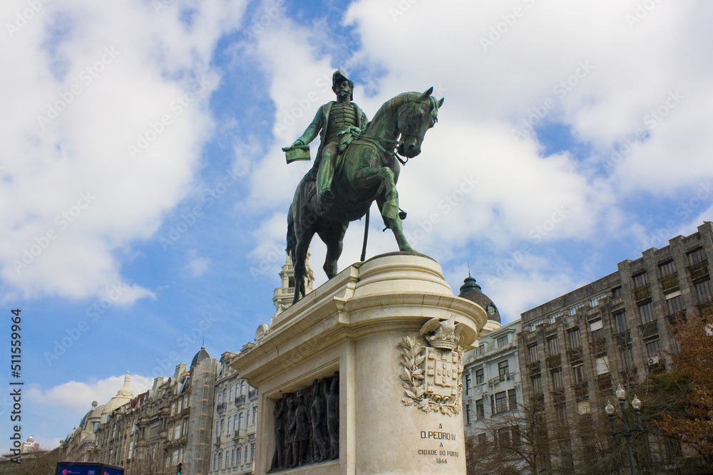  Monument to King Peter IV at Liberdade square in Porto