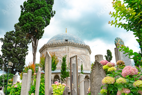 The mausoleum of Suleiman the Magnificent and Roksolana. Suleymaniye Mosque in Istanbul High Quality Close-up photo