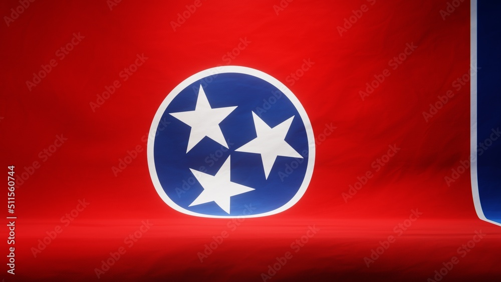Studio backdrop with draped flag of the US state of Tennessee. 3D rendering Studio backdrop with draped flag of the US state of Tennessee. 3D rendering