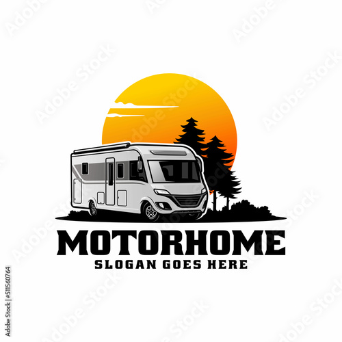 RV, motorhome camper car illustration logo vector