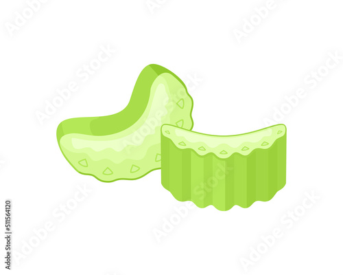 Slices of celery. Cut green vegetable vector icon. Cartoon flat illustration.