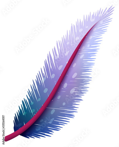 Bohemian elegant feather. Multicolor gradient smooth quill