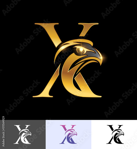 Golden Eagle Monogram Initial Letter X