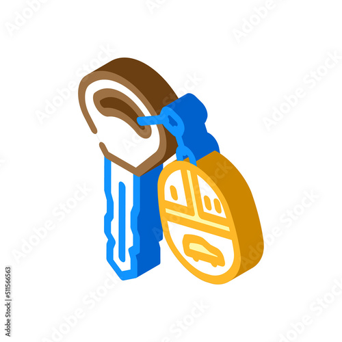 car key with fob isometric icon vector. car key with fob sign. isolated symbol illustration