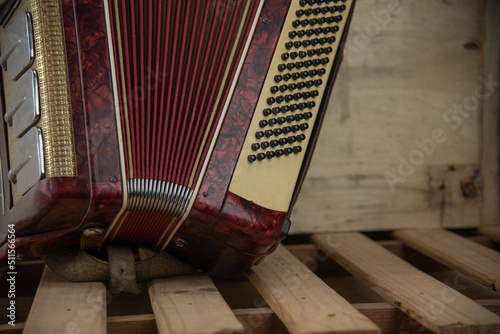 old red accordion photo