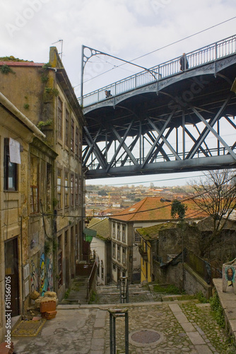 Street of the Old Town of side Villa Nova de Gaia in Porto, Portugal