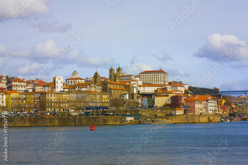 Panorama of Old Town (Ribeira district) and river Duoro in Porto 