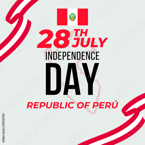 Banner por el día de la independencia en Perú. julio 28.
