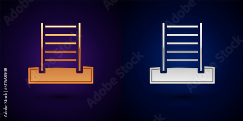 Gold and silver Wooden Swedish wall icon isolated on black background. Swedish stairs. Vector