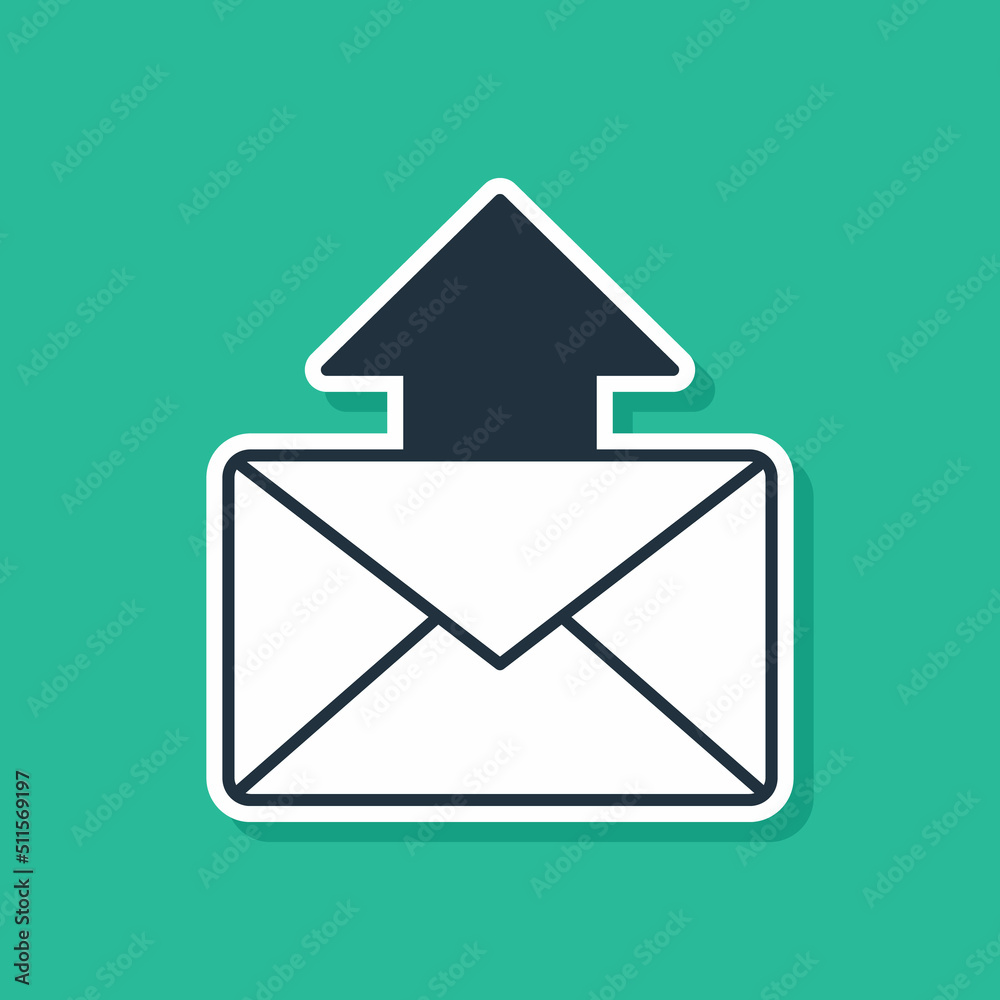 Blue Mail and e-mail icon isolated on green background. Envelope symbol e-mail. Email message sign. Vector Blue Mail and e-mail icon isolated on green background. Envelope symbol e-mail. Email message sign. Vector