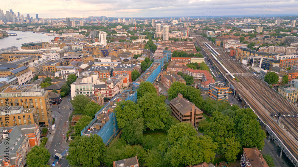 Fototapeta premium The train tracks at London station from above